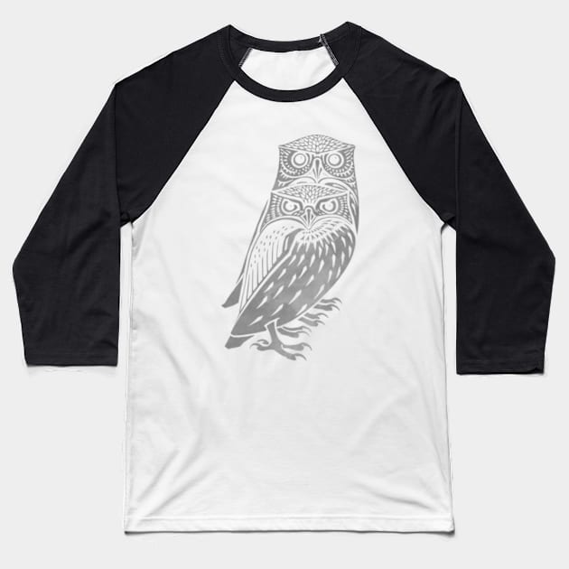 Owl Twins in Smoke Baseball T-Shirt by SaintReclusia